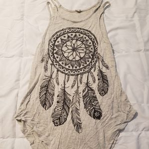 3/10 Four Girlz, tank top, dreamcatcher, size small, beige, made in LA.
